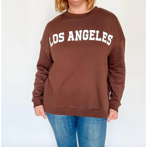 NEW PRETTY GARBAGE los angeles terry sweatshirt in brown - Picture 5 of 6